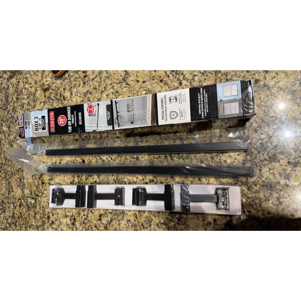 Delta Delmore 20in Matte Black Bar Pulls for Shower Door, 3-Pack